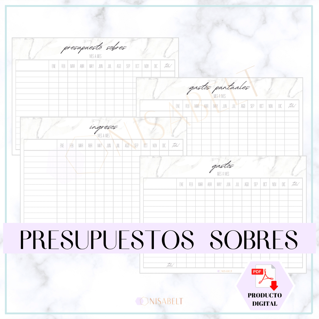 Presupuesto anual método sobres de ahorro mármol