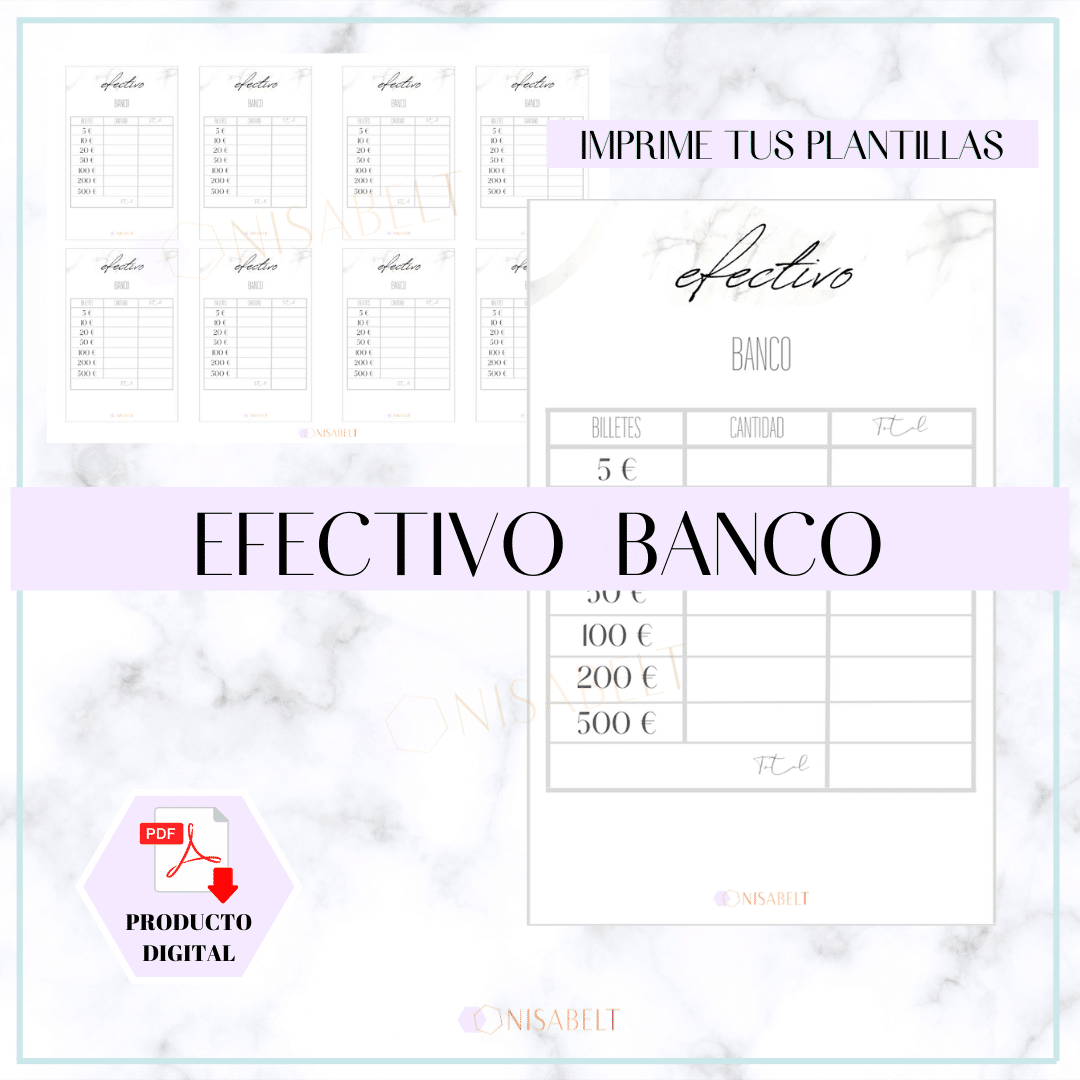 Plantilla efectivo banco método de los sobres ahorro mármol