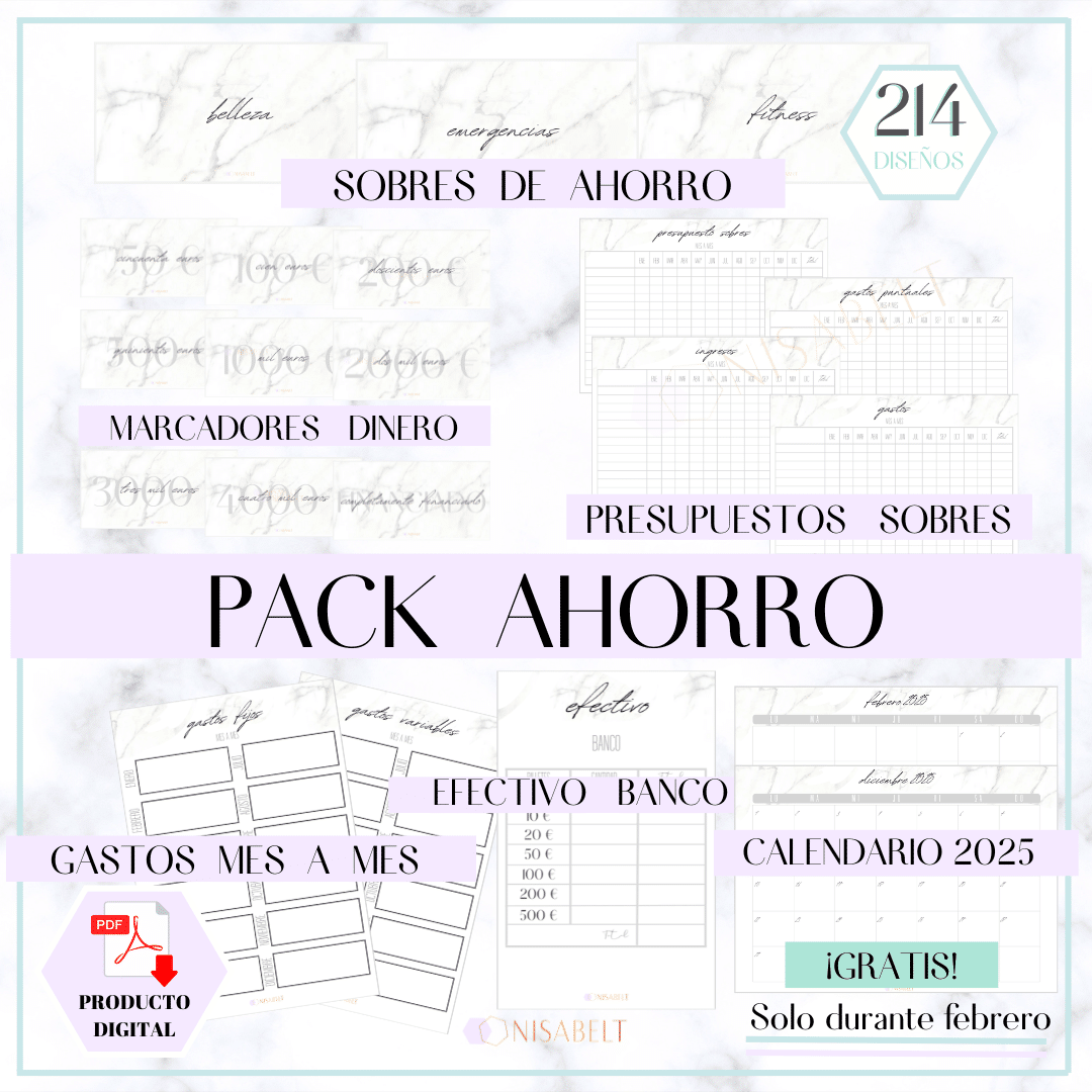 Pack Planificador de ahorro y calendarios 2025 mármol