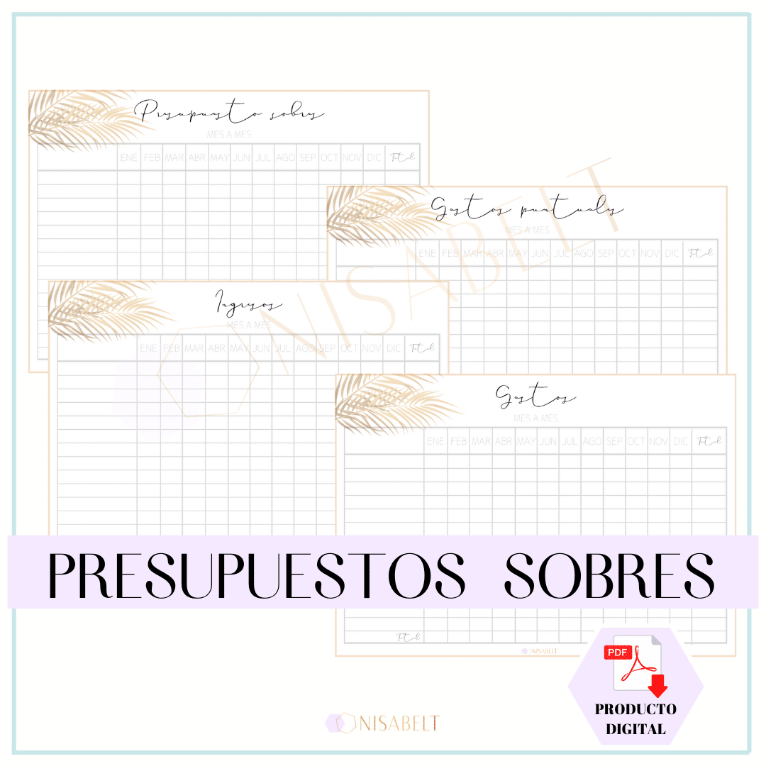 Presupuesto anual método sobres de ahorro palmeras