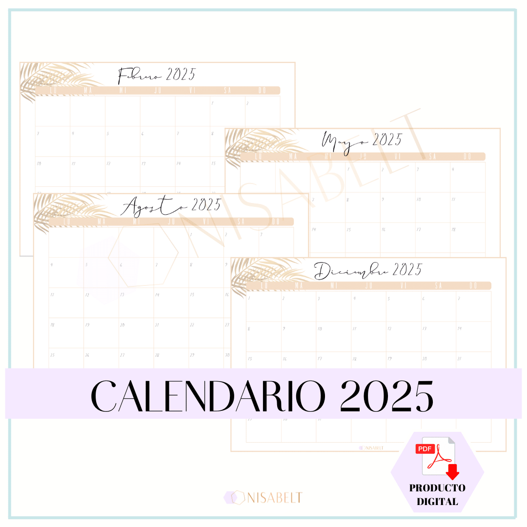 Calendario Mensual 2025 palmera